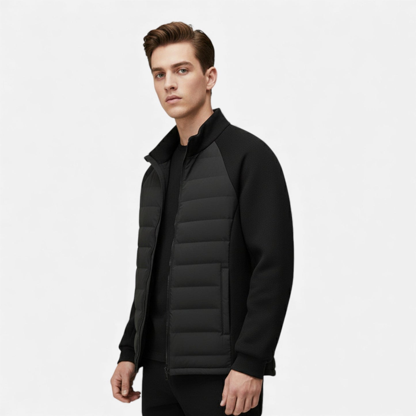Echwear Men’s Quilted Down Jacket with Stand-Up Collar