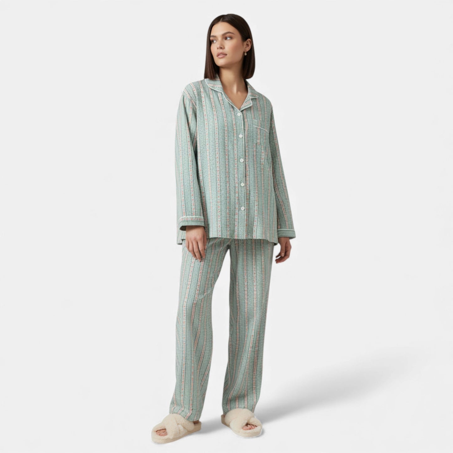 Echwear Women’s Pure Cotton Pyjama Set with Cardigan Style