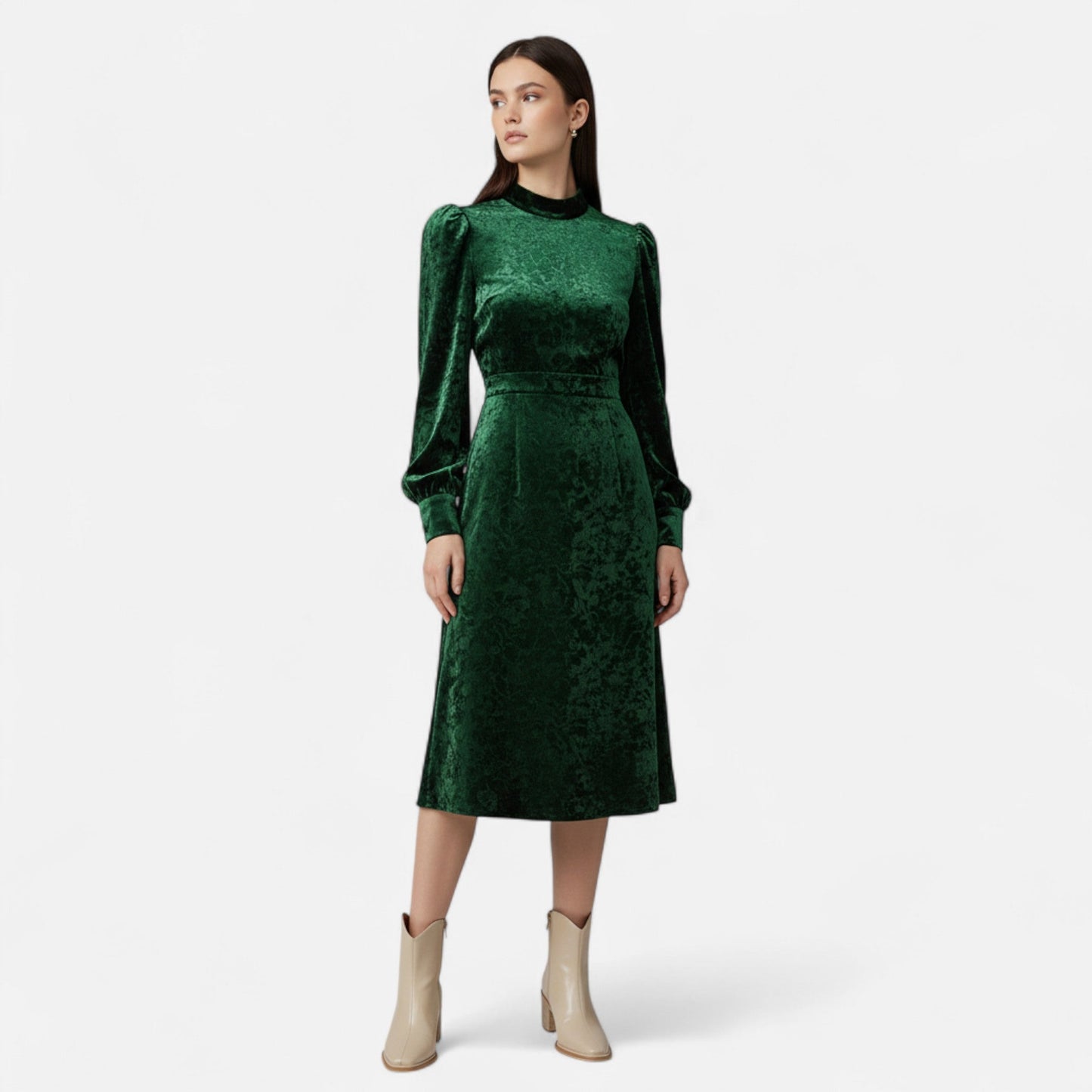 Echwear Women’s Pointed Toe PU Leather Heeled Boots