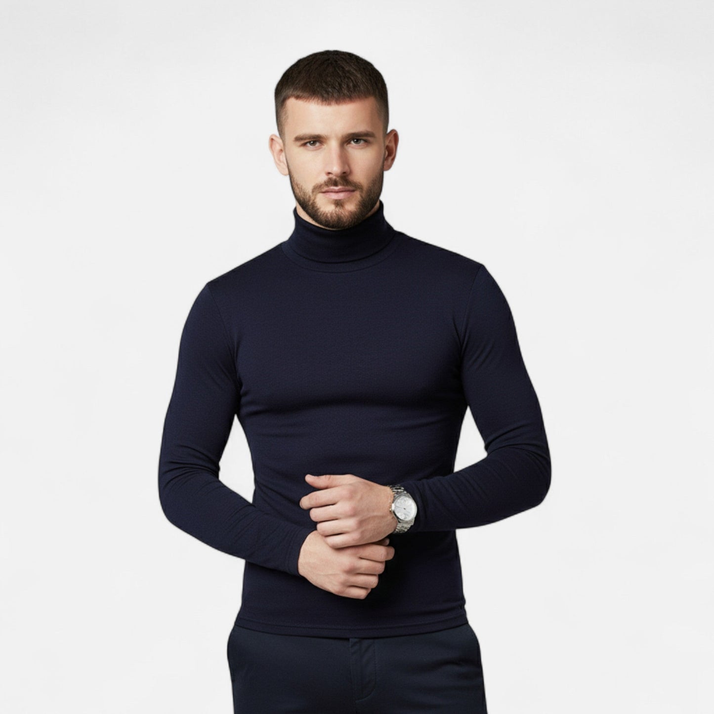 Echwear Men’s Slim Fit Turtleneck Sweater – Autumn Winter Stretch
