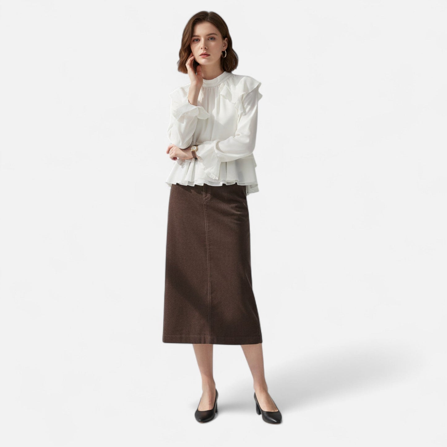 Echwear Women's Elegant Corduroy Skirt