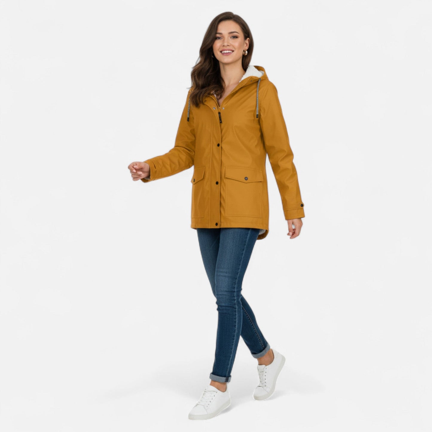 Echwear Women’s Hooded Ski Coat in Plush Velvet Windproof