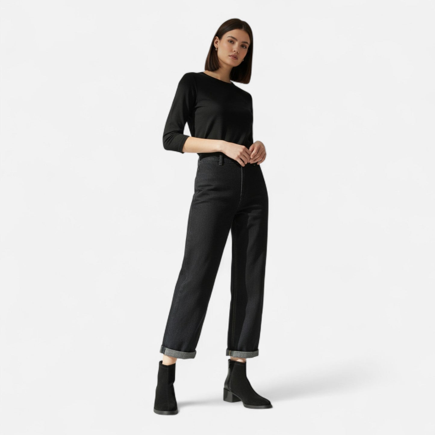 Echwear Women’s Suede Ankle Boots – Square Toe Mid-Heel