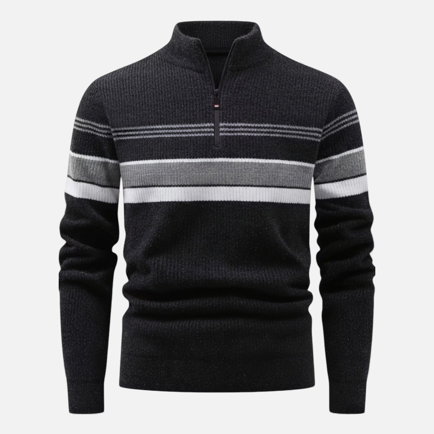 Echwear Men’s Thick Half-Zip Striped Knit Sweater