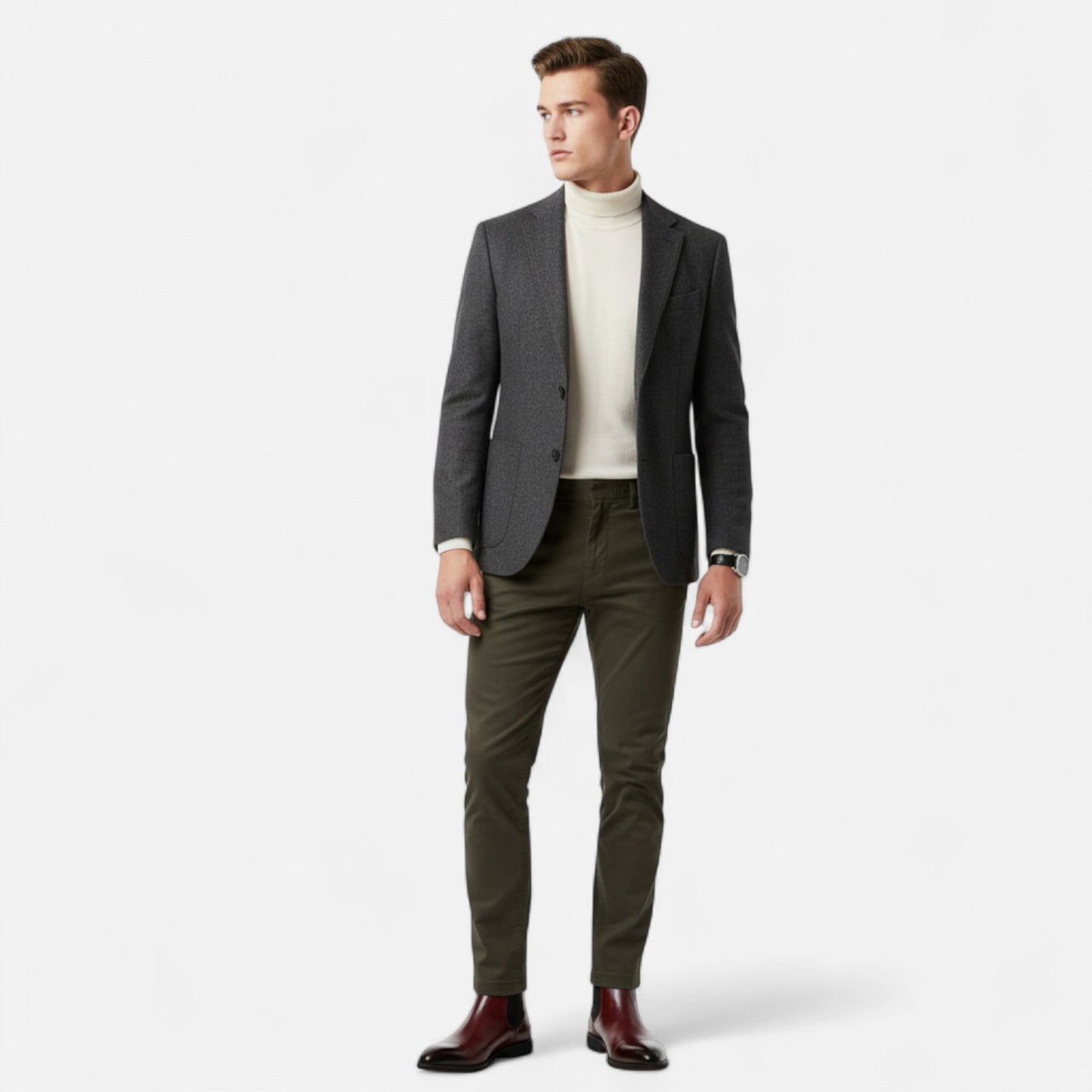 Echwear Men’s Chelsea Boots in Polished Noir with Red Sole