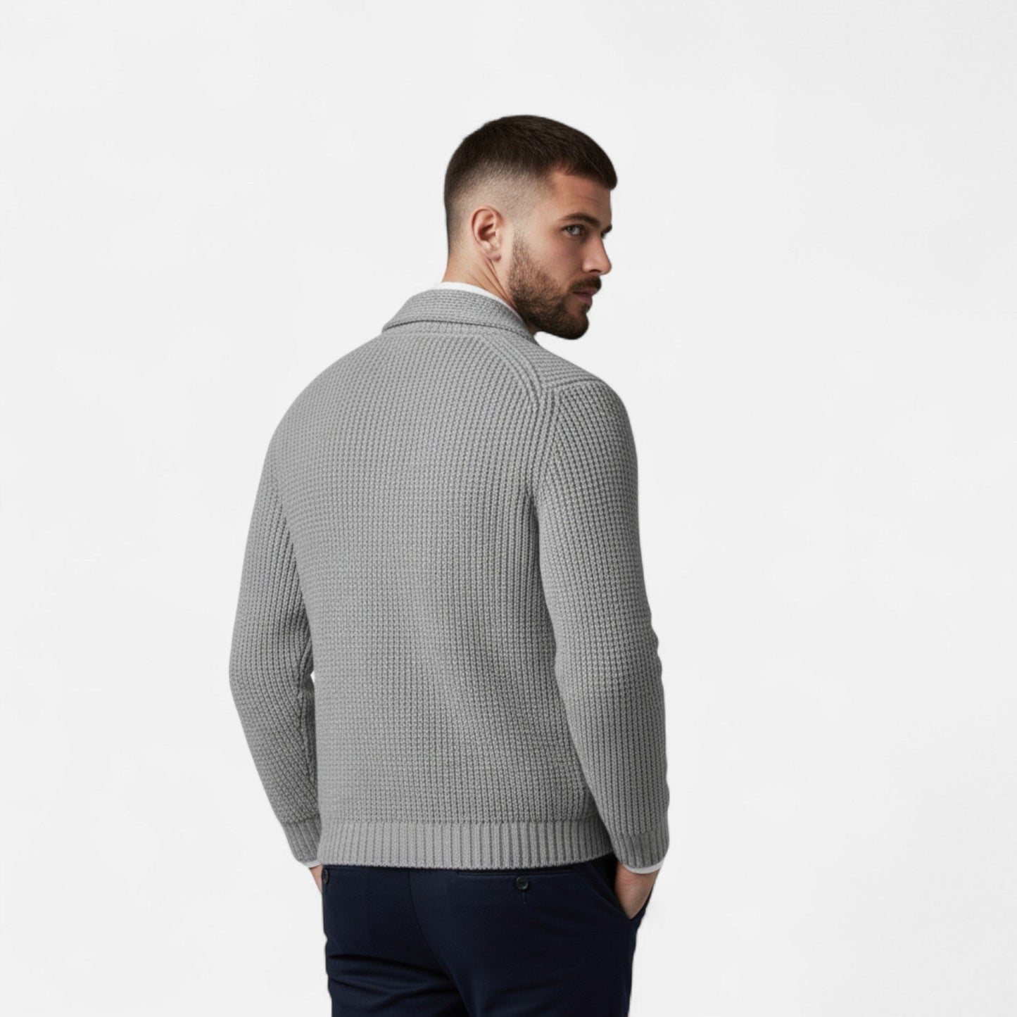 Echwear Men’s Button-Up Premium Wool Cardigan – Classic Slim Fit Style