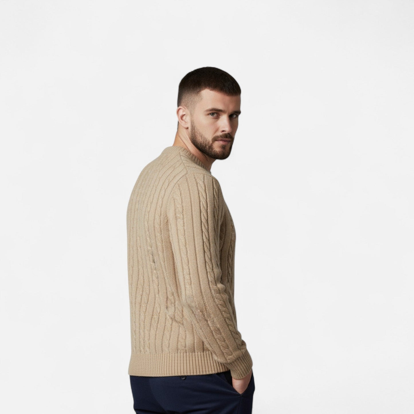 Echwear Men’s Cotton Blend Sweater – Timeless Round Neck Style