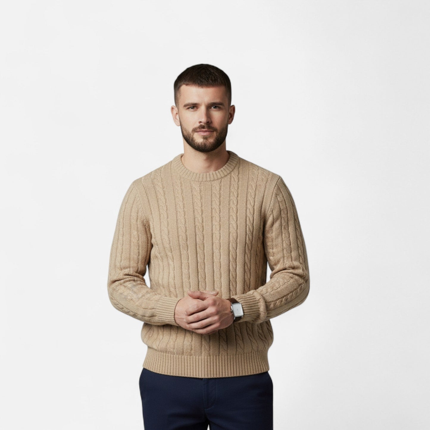 Echwear Men’s Cotton Blend Sweater – Timeless Round Neck Style