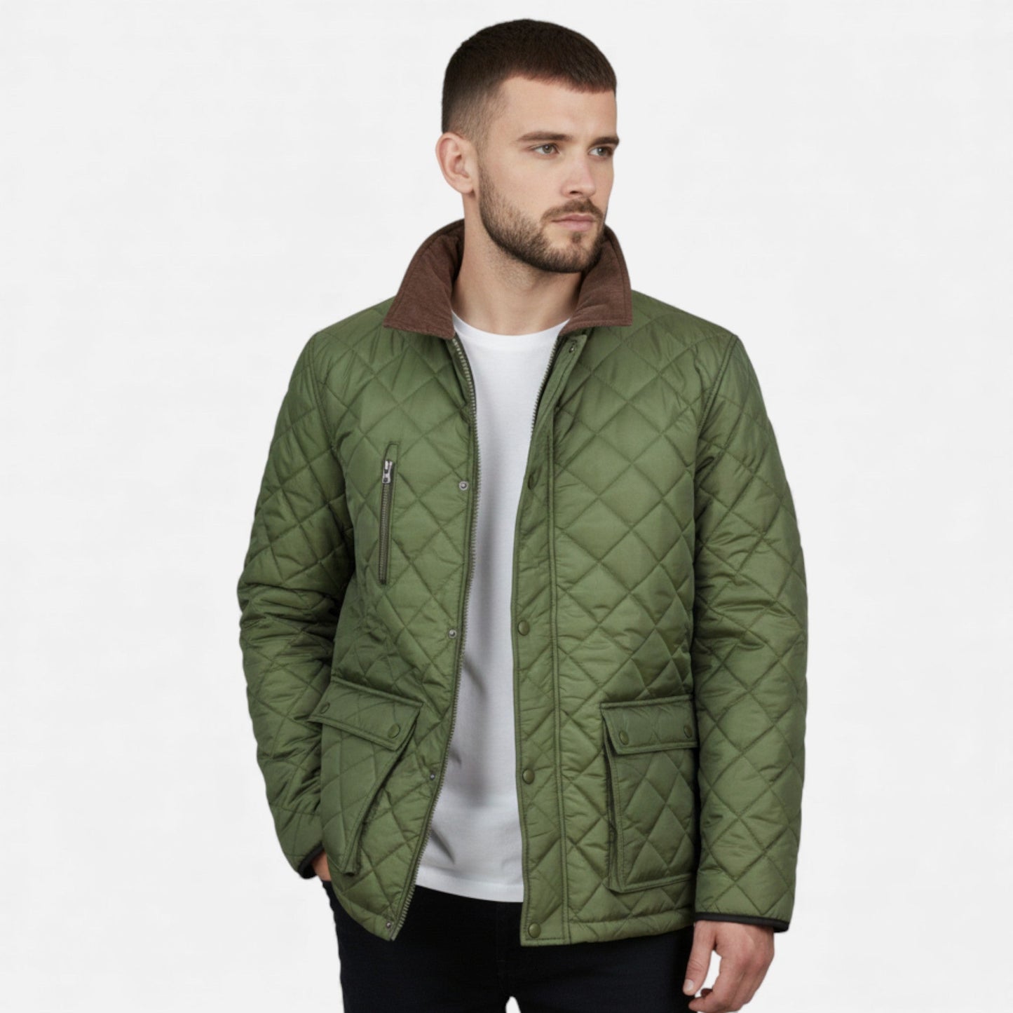 Echwear Men’s Quilted Gold Fleece-Lined Jacket