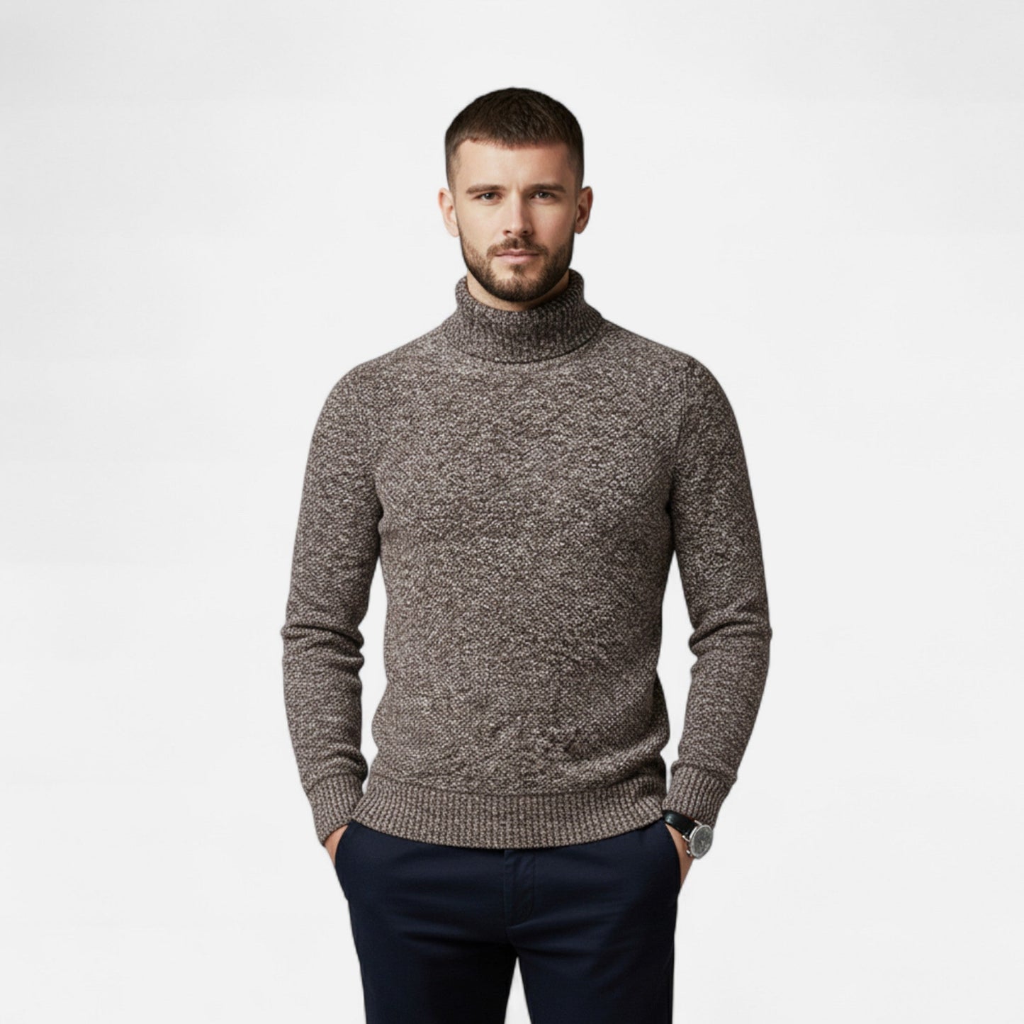 Echwear Men’s Knitted Turtleneck Sweater – Thick Winter Warmth