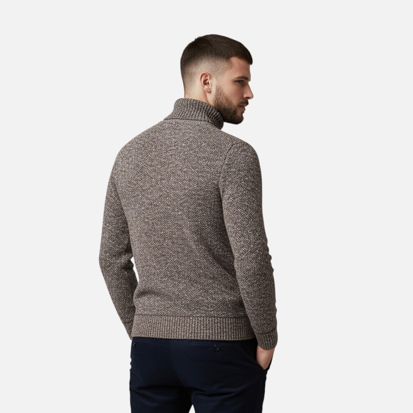 Echwear Men’s Knitted Turtleneck Sweater – Thick Winter Warmth