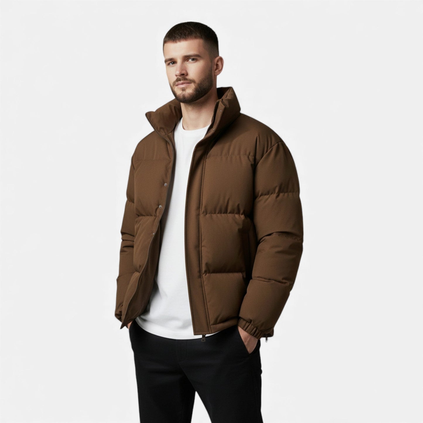 Echwear Unisex Puffer Cotton Jacket with Stand Collar