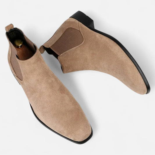 Echwear Men’s Suede Square-Toe Chelsea Boots