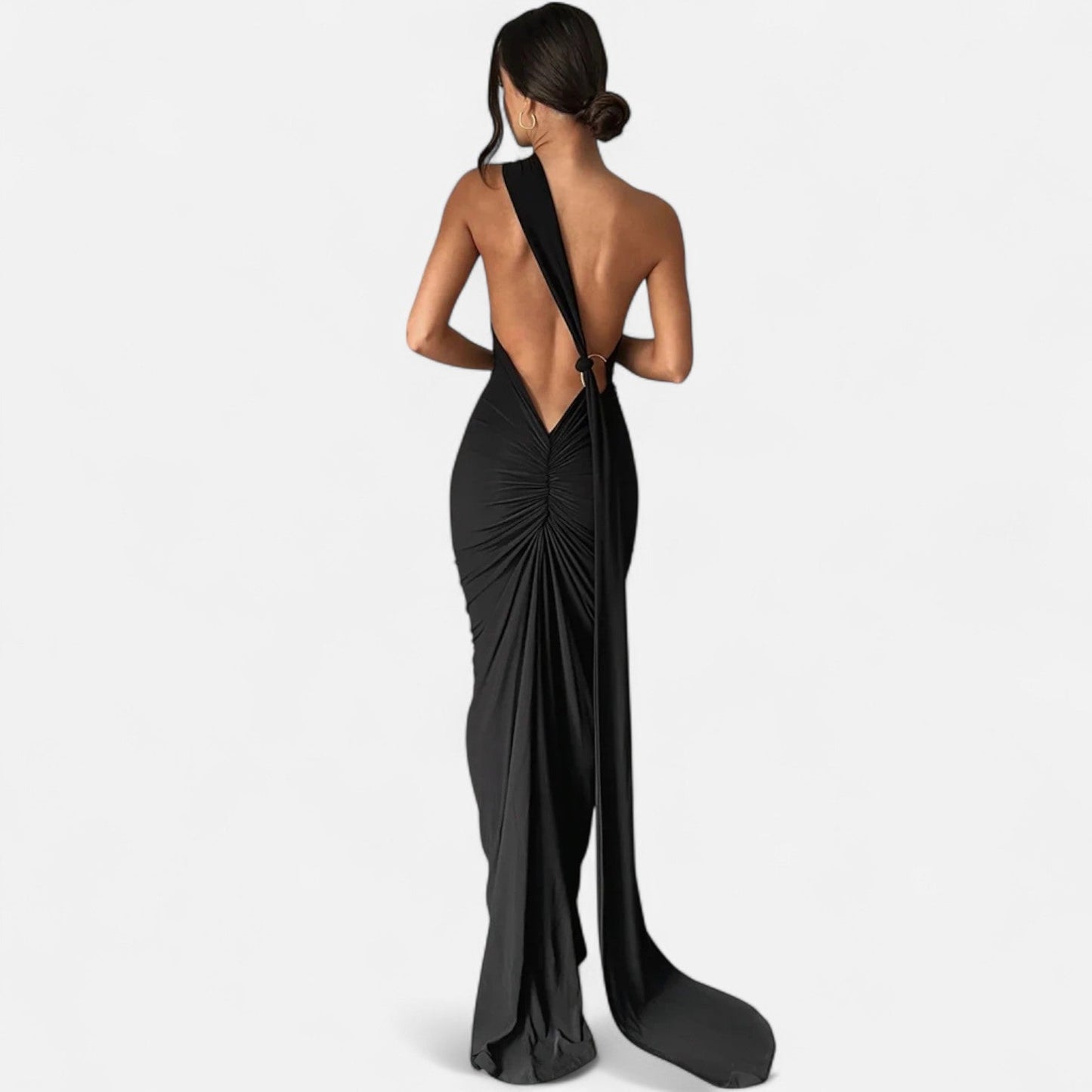 Echwear Women’s Backless Scarf-Tie Evening Dress