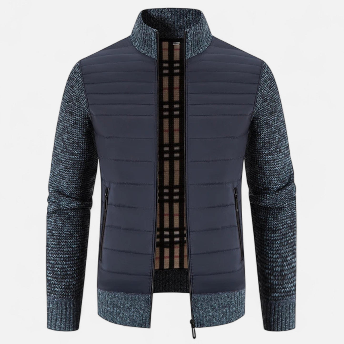 Echwear Men’s Fleece Stand-Collar Patchwork Jacket