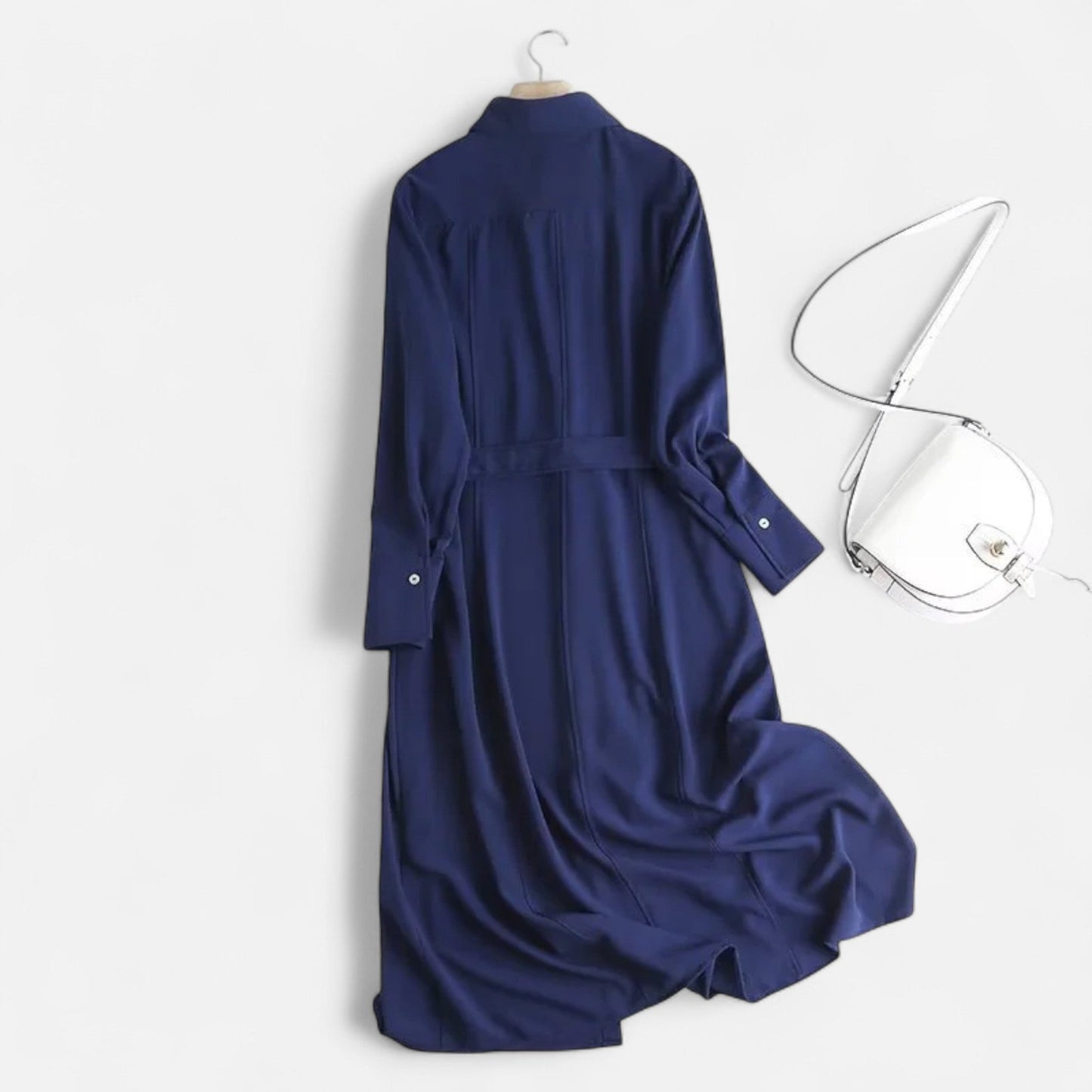 Echwear Women’s Slim-Fit Cotton-Blend Midi Shirt-Dress with Belt