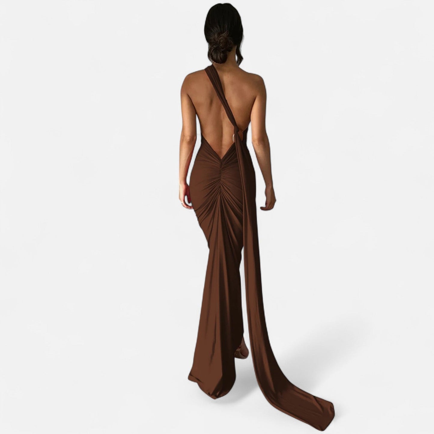 Echwear Women’s Backless Scarf-Tie Evening Dress