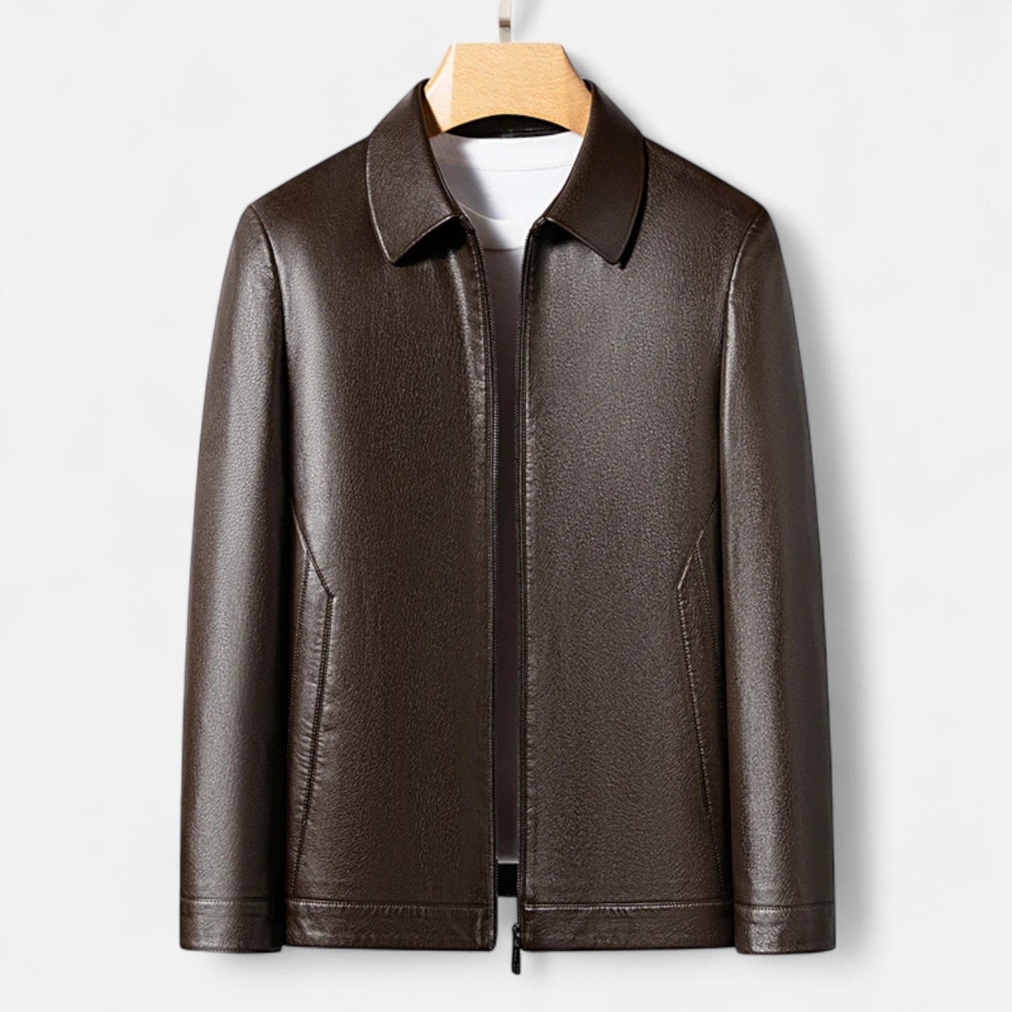 Echwear Men’s PU Leather Jacket – Stand Collar Autumn Elegance