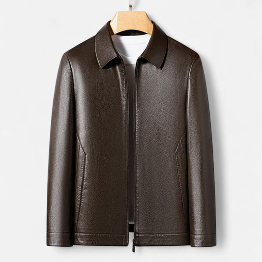 Echwear Men’s PU Leather Jacket – Stand Collar Autumn Elegance