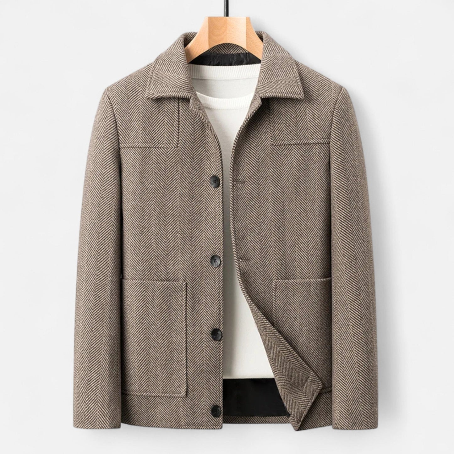 Echwear Men’s Wool Blend Jacket – Business Lapel Elegance