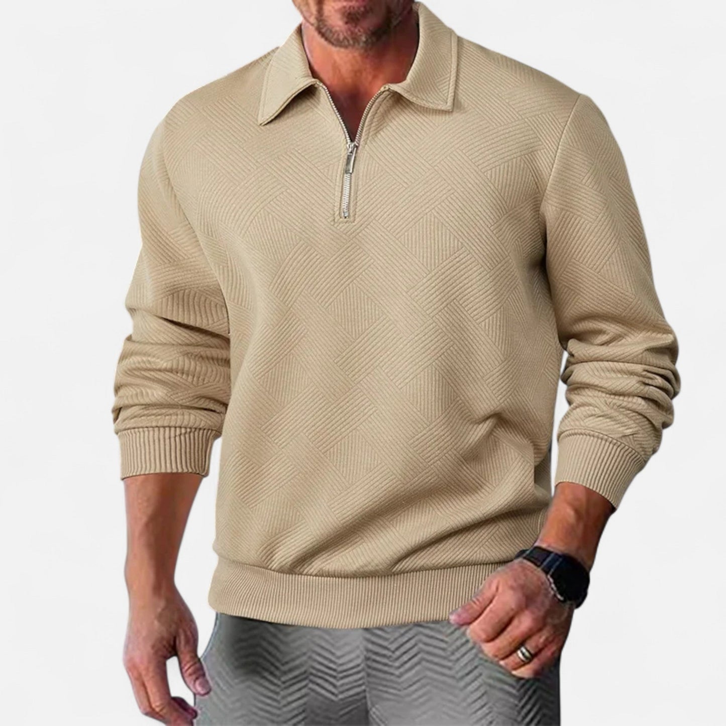 Echwear Men’s Long-Sleeved Polo Shirt | Zipper Lapel