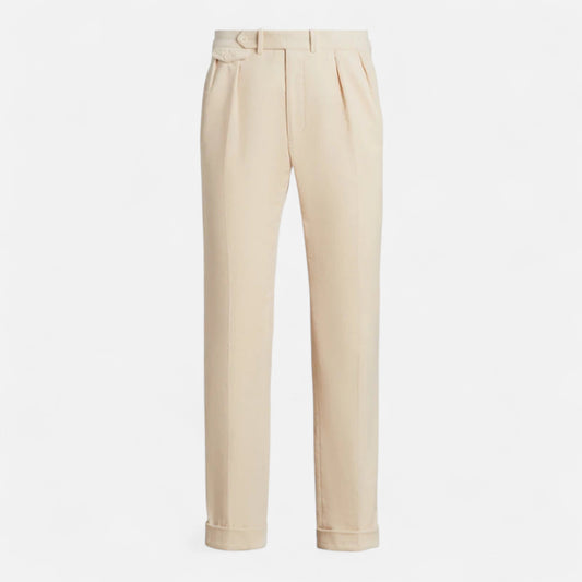 Echwear Men’s Tailored White Cotton-Blend Trousers