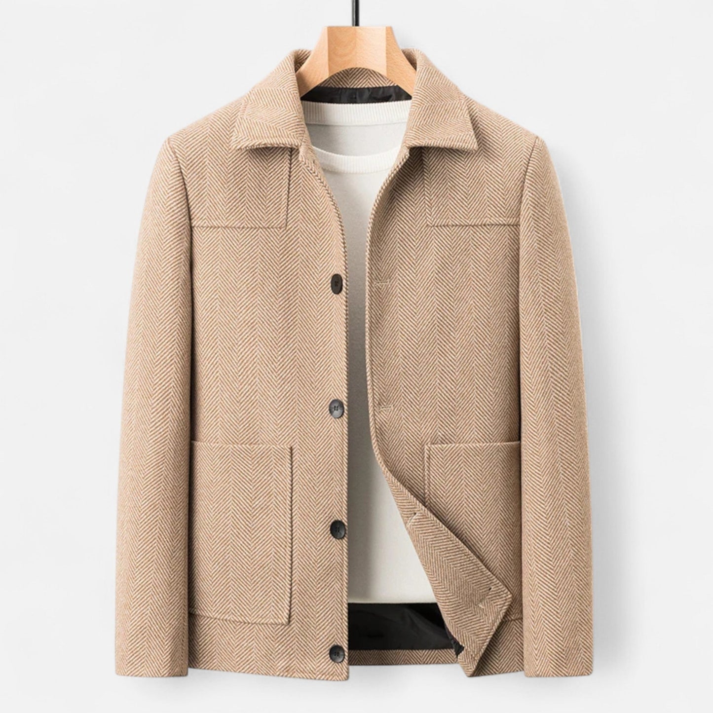 Echwear Men’s Wool Blend Jacket – Business Lapel Elegance