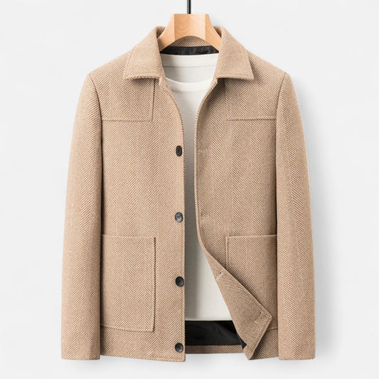 Echwear Men’s Wool Blend Jacket – Business Lapel Elegance