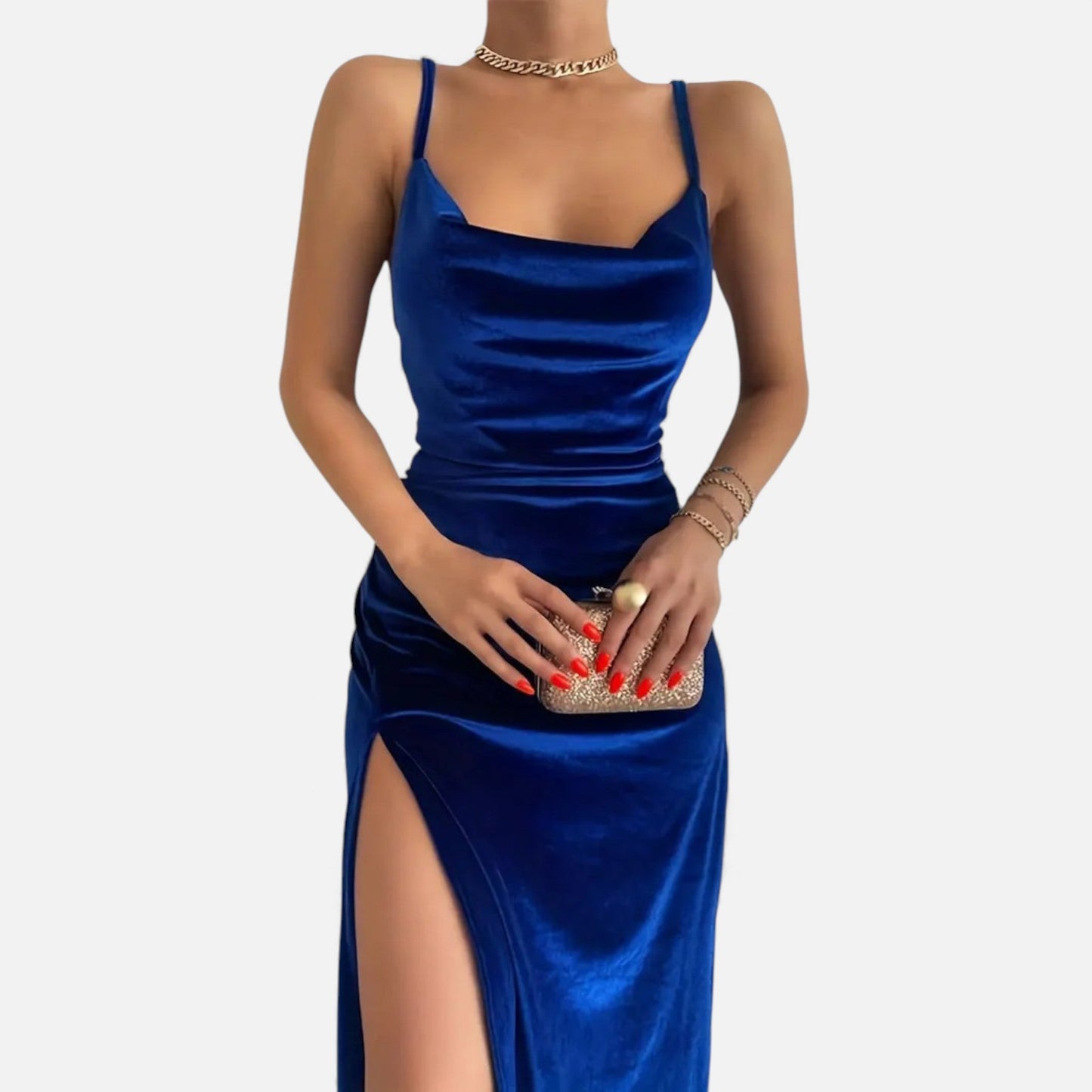 Echwear Women’s Ruched Spaghetti Strap Evening Dress