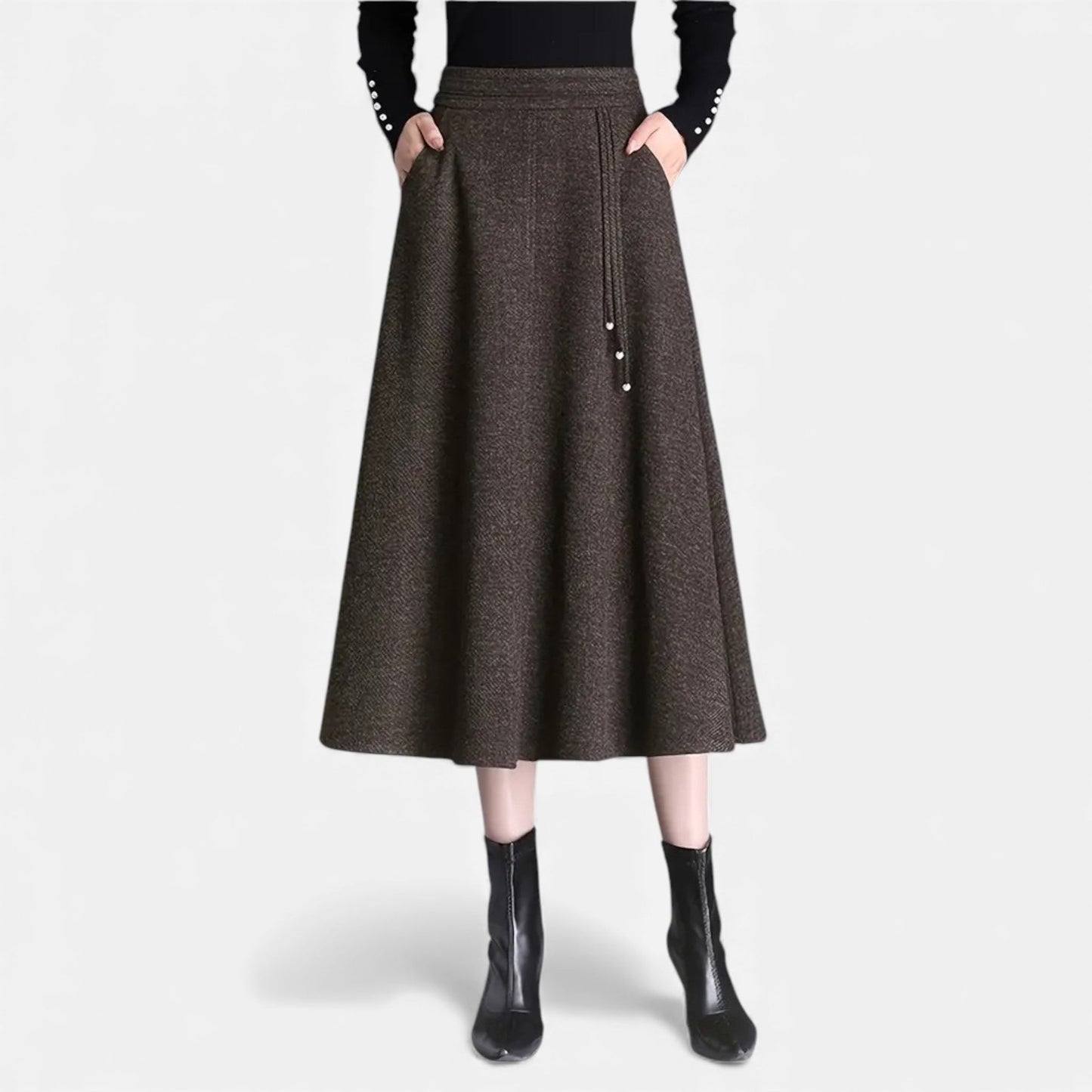 Echwear Women’s Elegant Tweed Skirt with Pockets