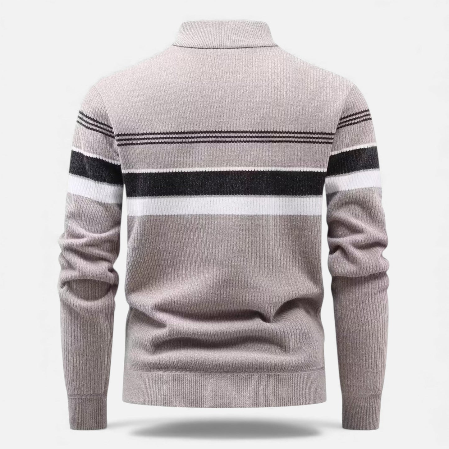 Echwear Men’s Thick Half-Zip Striped Knit Sweater
