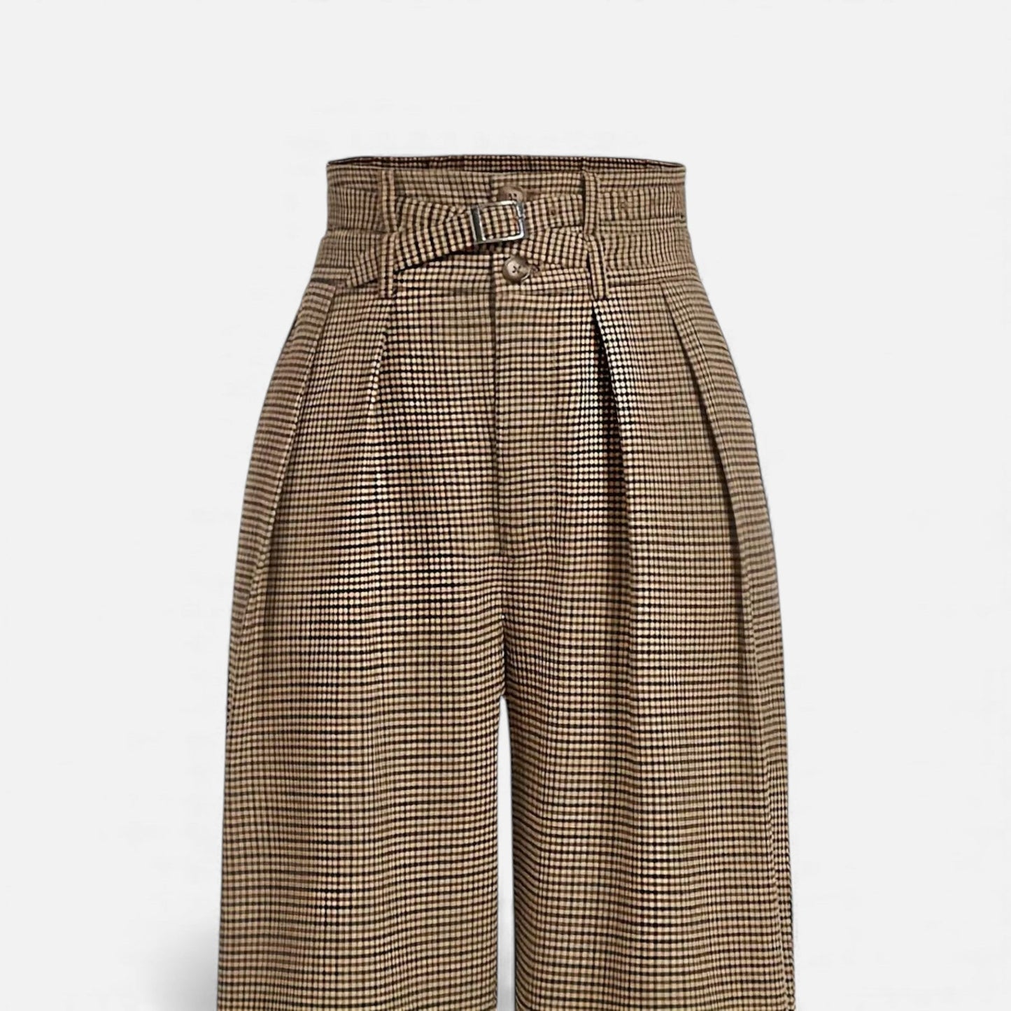 Echwear Women’s Plaid High-Waist Wide-Leg Trousers