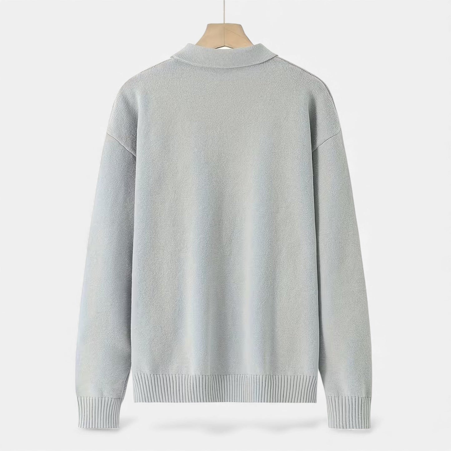 Echwear Men’s Loose-Fit Button-Up Polo Sweater