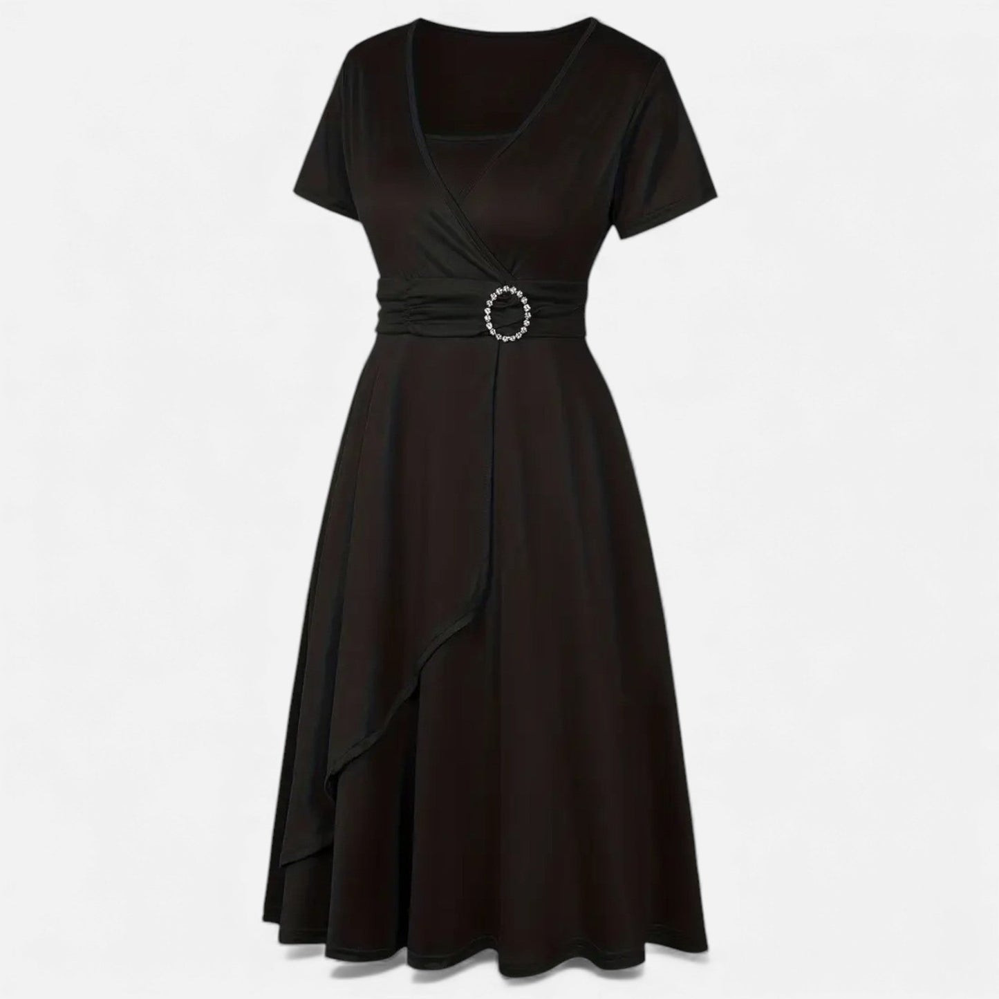 Echwear Women’s Rhinestone V-Neck Asymmetrical Evening Dress