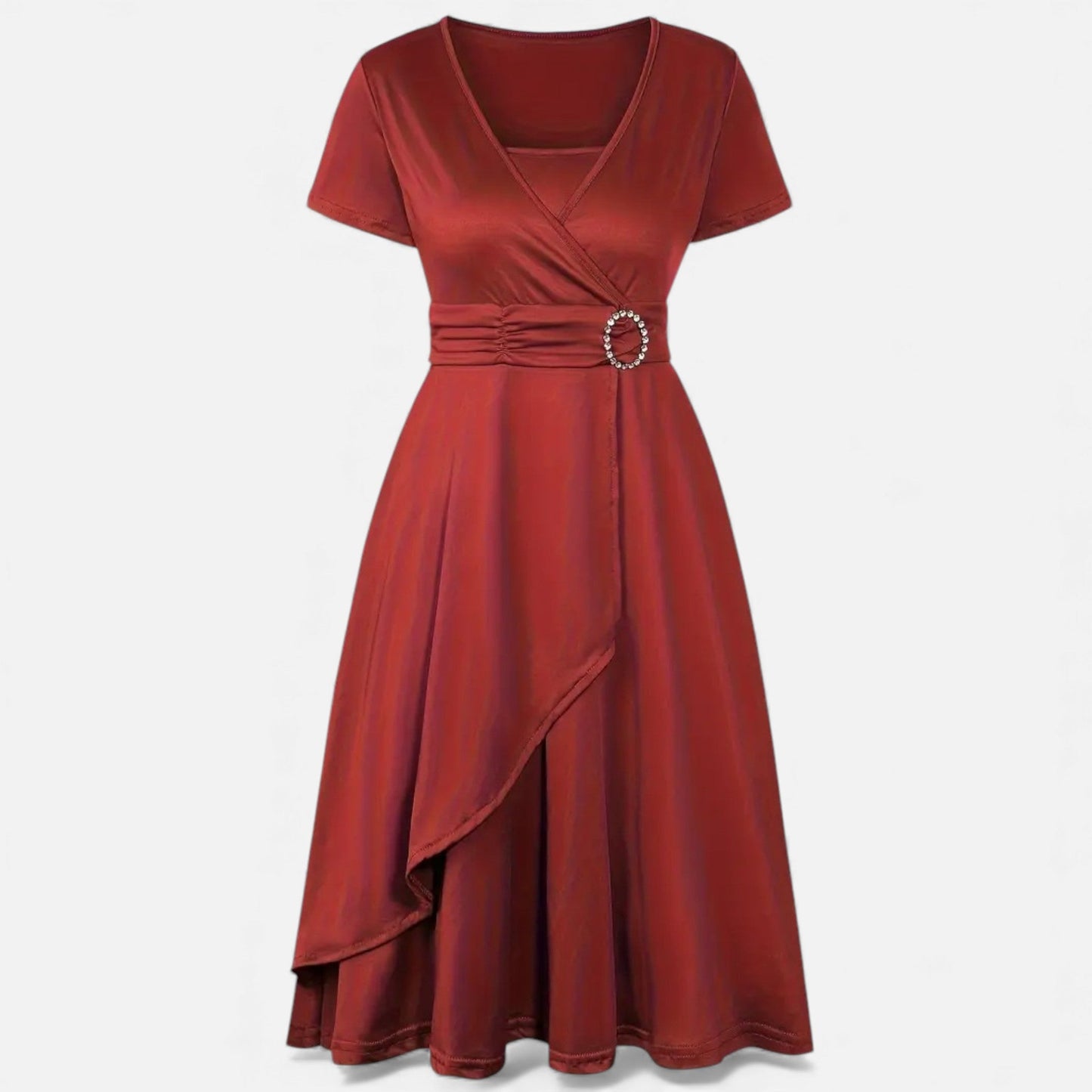 Echwear Women’s Rhinestone V-Neck Asymmetrical Evening Dress