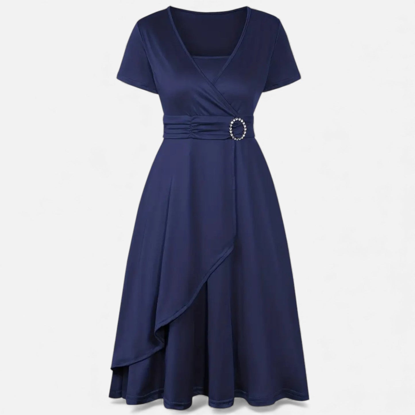 Echwear Women’s Rhinestone V-Neck Asymmetrical Evening Dress