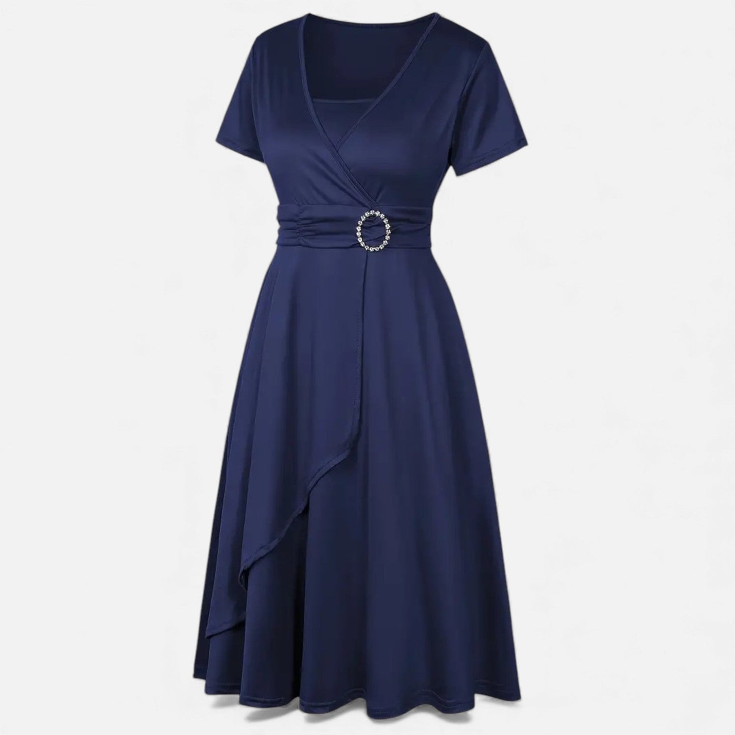 Echwear Women’s Rhinestone V-Neck Asymmetrical Evening Dress