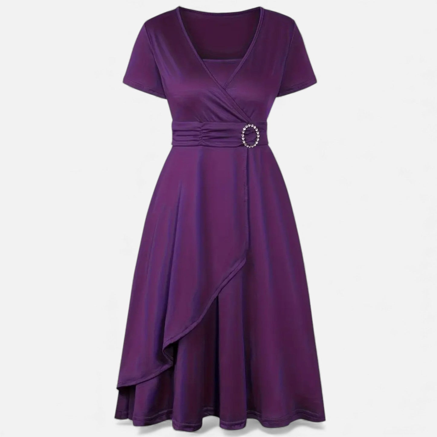 Echwear Women’s Rhinestone V-Neck Asymmetrical Evening Dress