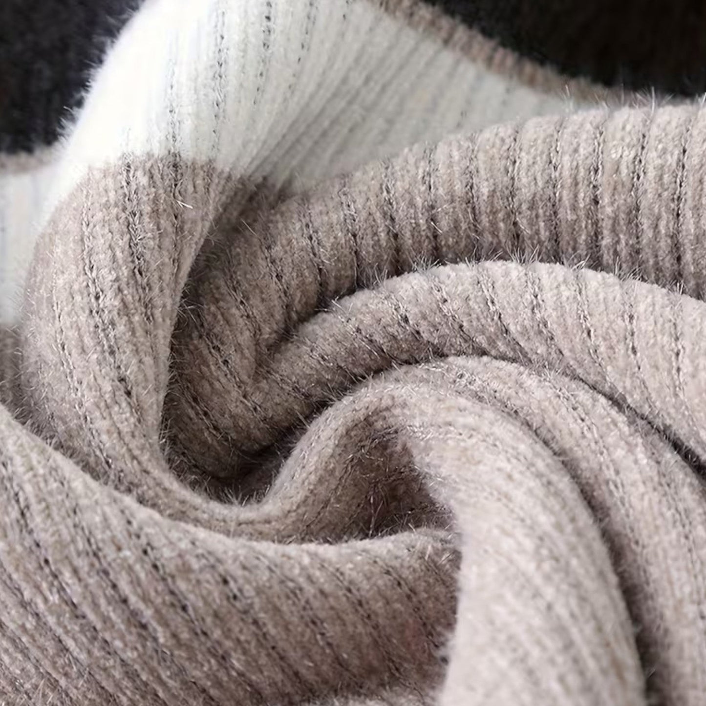 Echwear Men’s Thick Half-Zip Striped Knit Sweater