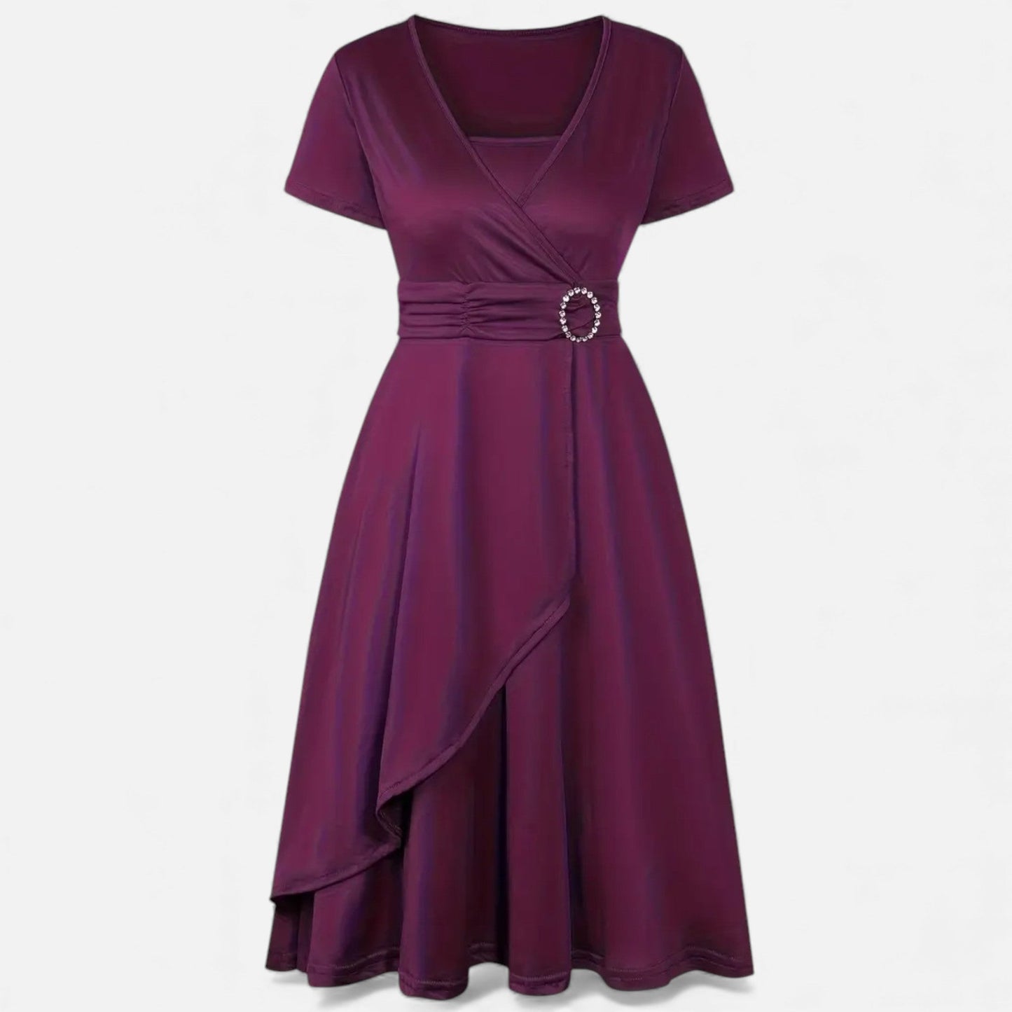 Echwear Women’s Rhinestone V-Neck Asymmetrical Evening Dress