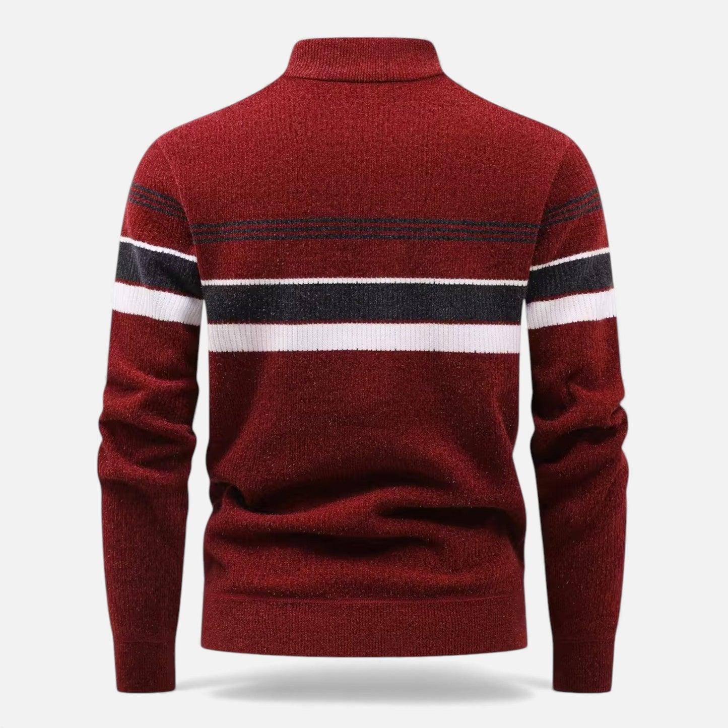 Echwear Men’s Thick Half-Zip Striped Knit Sweater