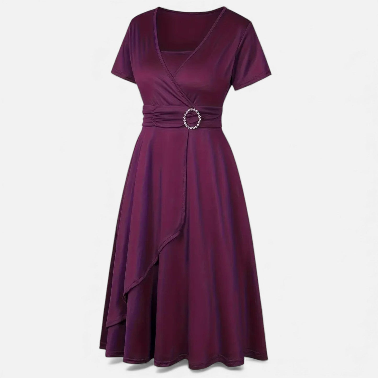 Echwear Women’s Rhinestone V-Neck Asymmetrical Evening Dress