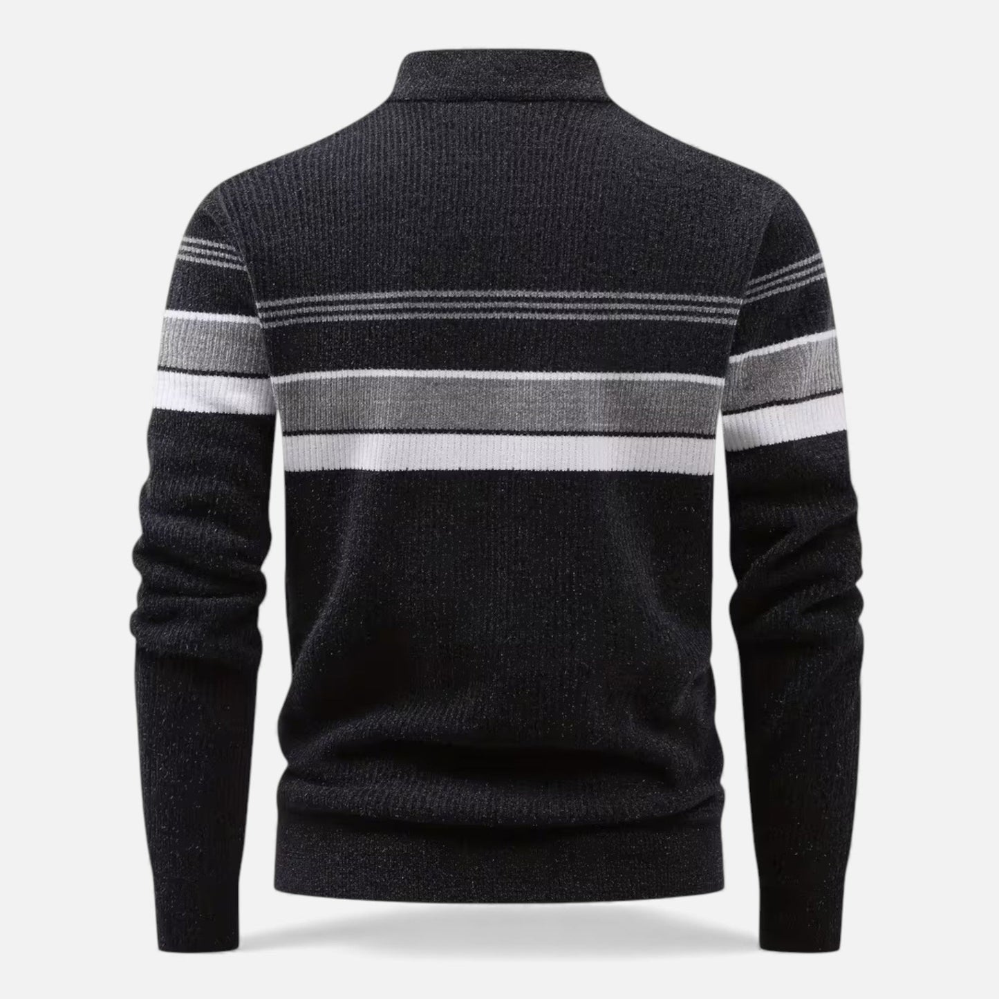 Echwear Men’s Thick Half-Zip Striped Knit Sweater