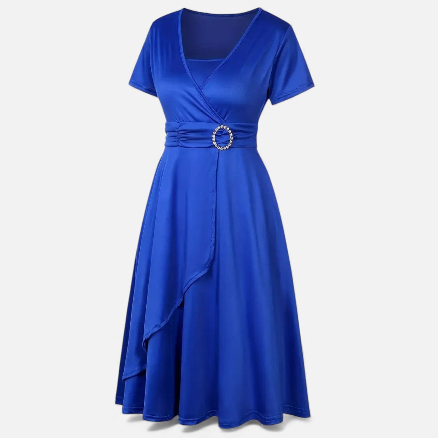 Echwear Women’s Rhinestone V-Neck Asymmetrical Evening Dress