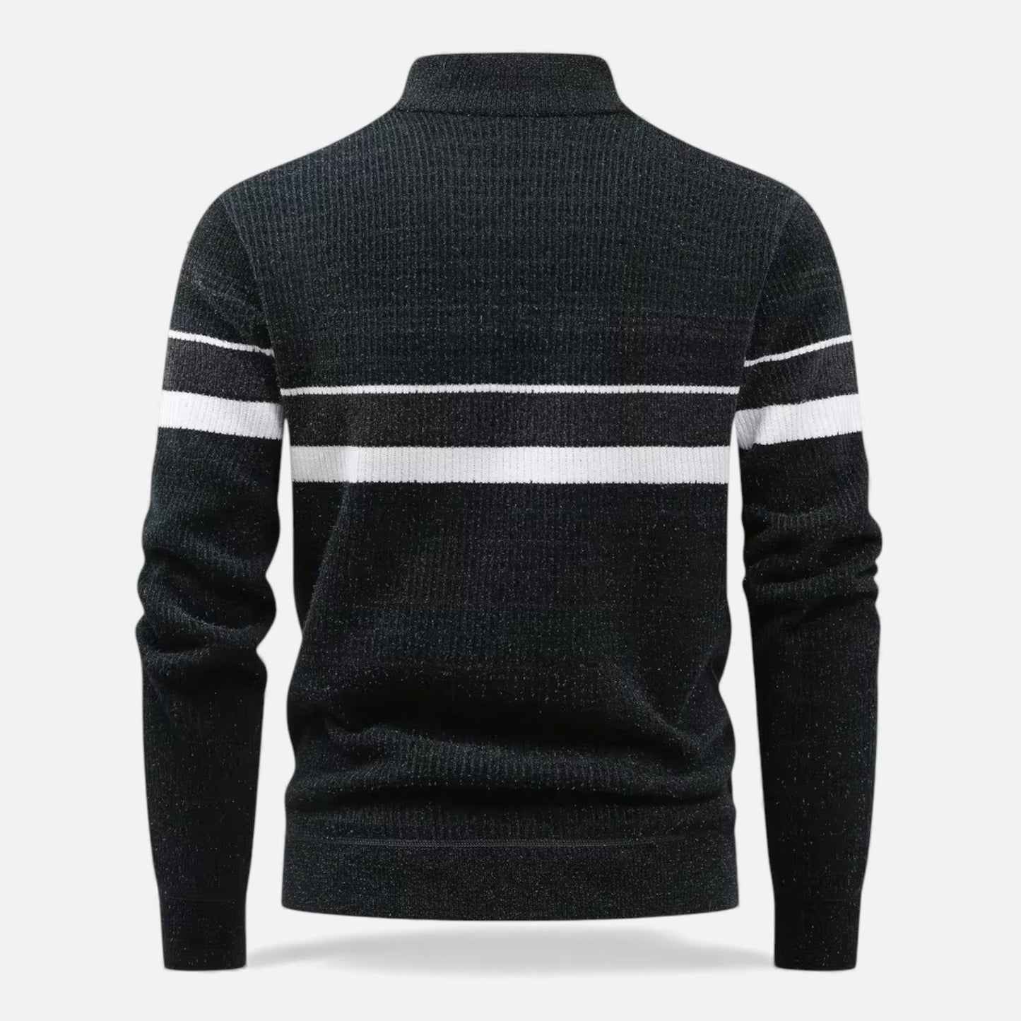 Echwear Men’s Thick Half-Zip Striped Knit Sweater