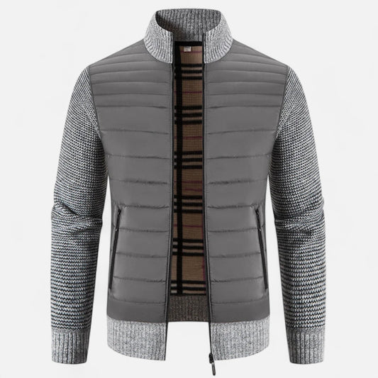 Echwear Men’s Fleece Stand-Collar Patchwork Jacket
