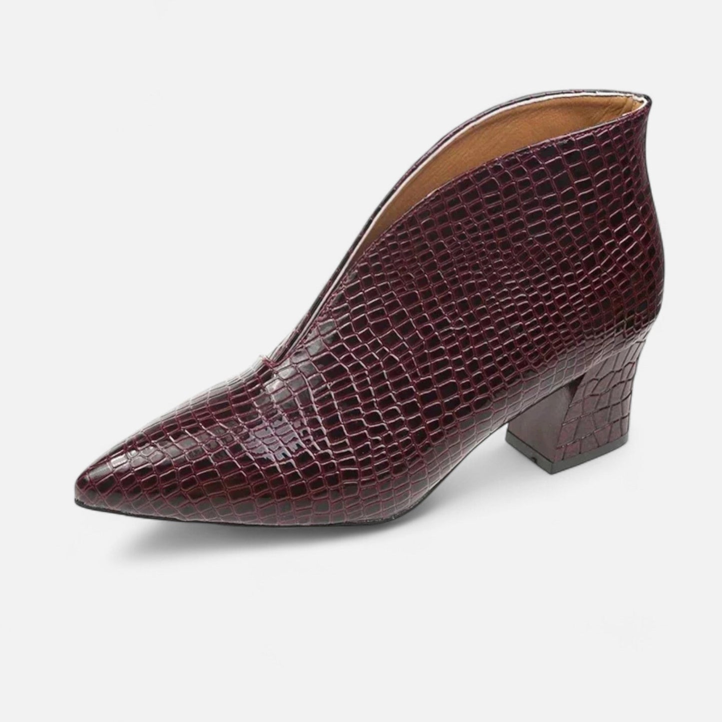 Echwear Women’s Patent Leather V-Cut Ankle Boots